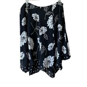 Jones New York Y2K Vintage Silk Skirt Floral Black 10 Fairy Grunge Whimsigoth